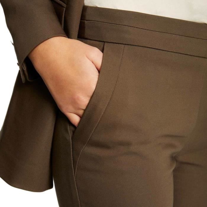 Pantalon Femme MORGAN Prosy Kaki Coupe cigarette 7 8 Fermeture zippee Kaki Cdiscount Pret a Porter