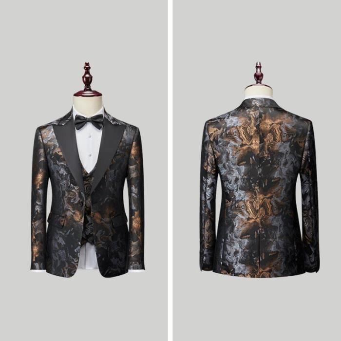Gilet De Costume Homme Formel à Col En V - Coupe Ajustée, Motif Floral Élégant - Pour Mariage, Bal, Événements - Lavable Machine