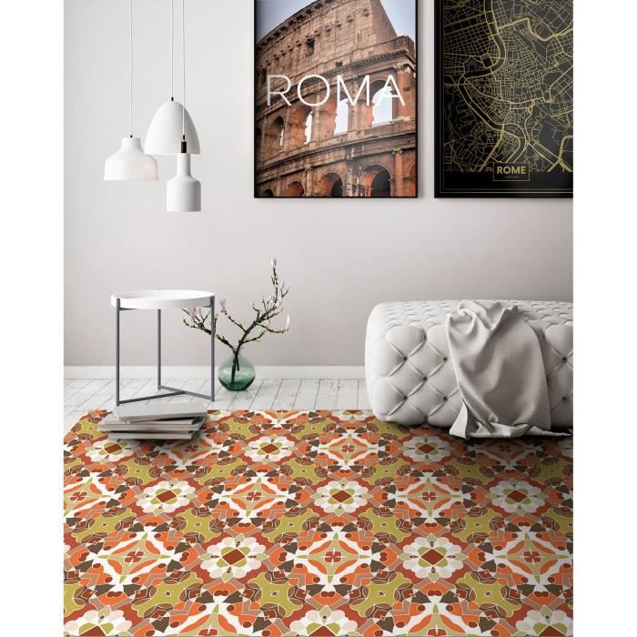 Tapis Vinyle Panorama Carreaux De Ciments Gris 3 Rond 100x100 Cm