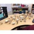 Kit de 34 pièces pour Meubles de Maison de poupée Puzzle 3D en Bois Bricolage Modèles Miniatures Accessoires de Maison de pou 282-2