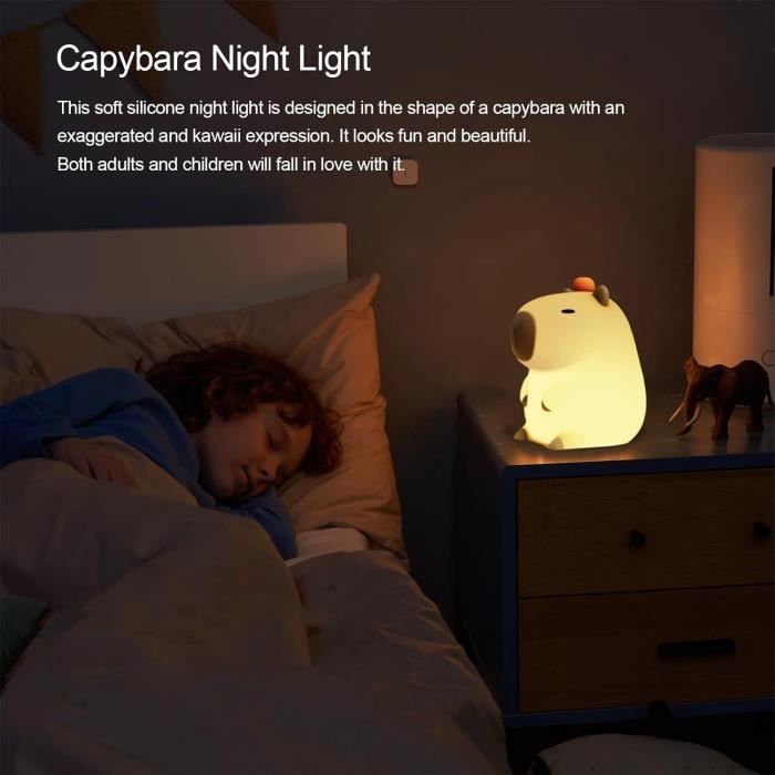 Réveil Capybara Avec Veilleuse LED – Silicone, Rechargeable, 2 Alarmes, Snooze 5 Min – Cadeau Enfant Fille Garçon