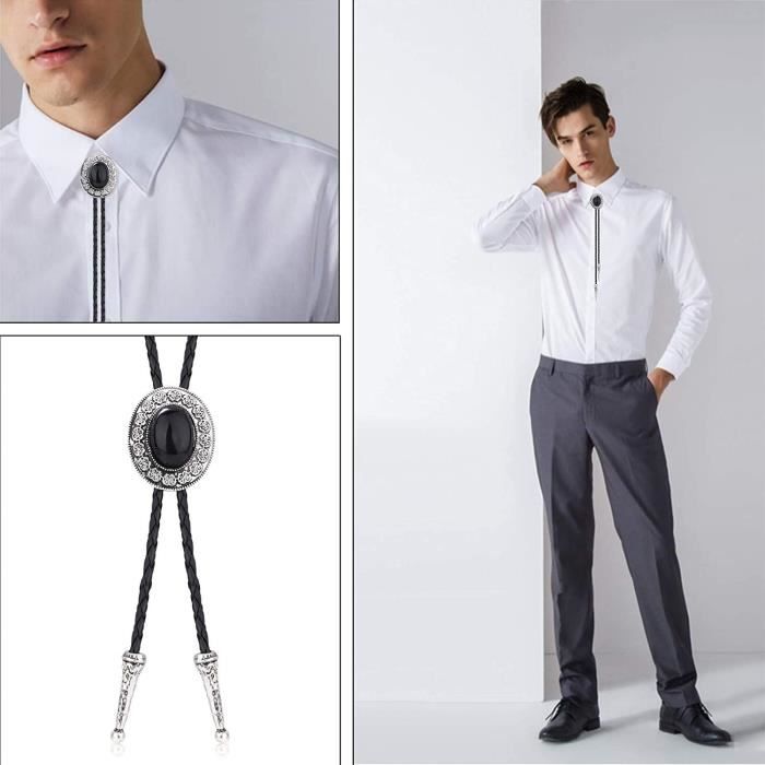 Cravates Bolo Western En Cuir - Lot De 2 Avec Pendentifs Crâne De Vache Et étoile Texas - 3