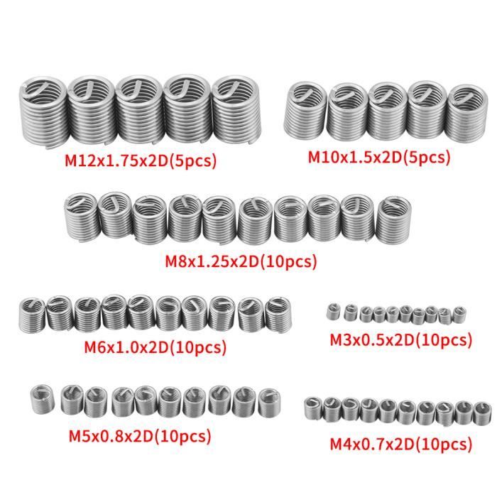Kit Réparation Filetage 105 Pièces Acier Inoxydable - Inserts Hélicoïdaux M4x0.7 | Pour Métal & Alliages