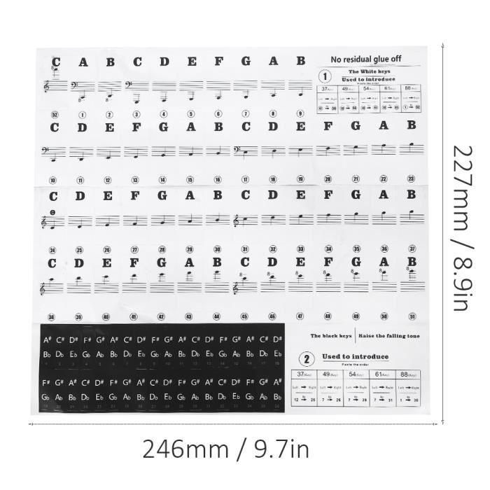 Stickers Piano Partition Clavier PVC Noir Et Blanc Chiffres Enfants  Débutants No - Cdiscount Instruments de musique