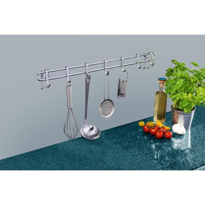 Porte-ustensiles De Cuisine Mural En Acier Inoxydable, Avec 8 Crochets Noir 98973265 Porte-ustensiles De Cuisine Mural En Acier Inoxydable, Avec 8 Crochets Noir 98973265