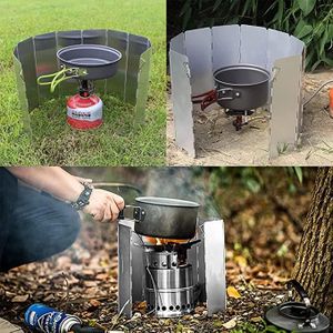 Pare-vent Camping Poêle - Acier Inox 304 - 27 Cm - Pliable - Protection Vent Pour Réchaud - 5