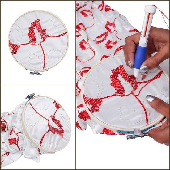 loisirs créatifs couture pratique HYLYING Lot de 10 cercles à broder réglables en bambou de 8 cm pour broderie et point de croix