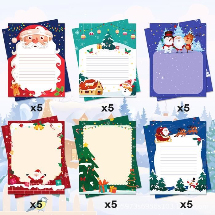 Papier Lettre Pere Noel Lot De 100 Feuilles De Papier à Lettres De