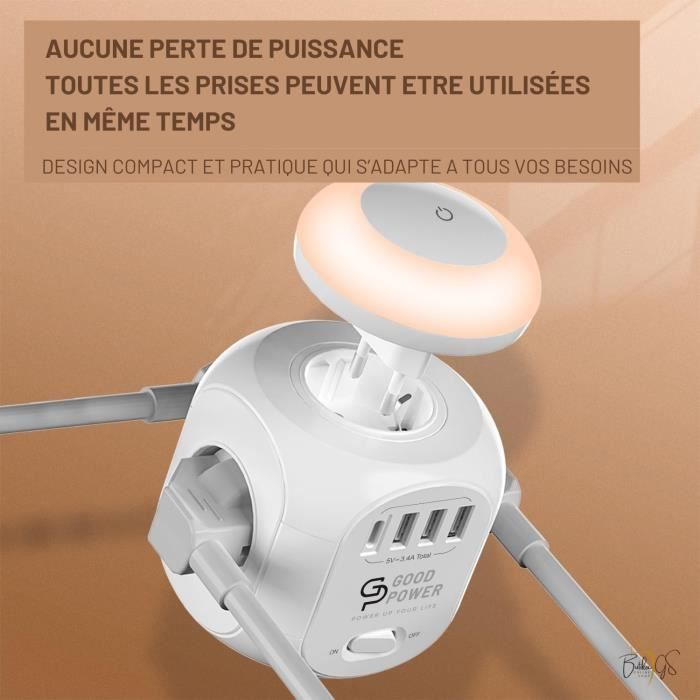 Multiprise 4 Prises IP44 + Bouton ON/OFF