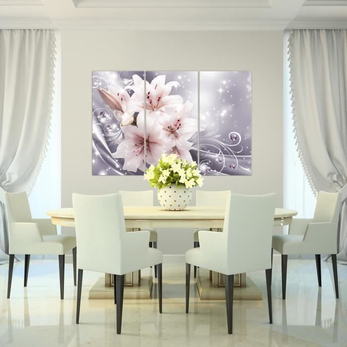 Tableau Toile Fleurs Lys - Impression Hautes Couleurs | Déco Murale Salon/Chambre | 021856c