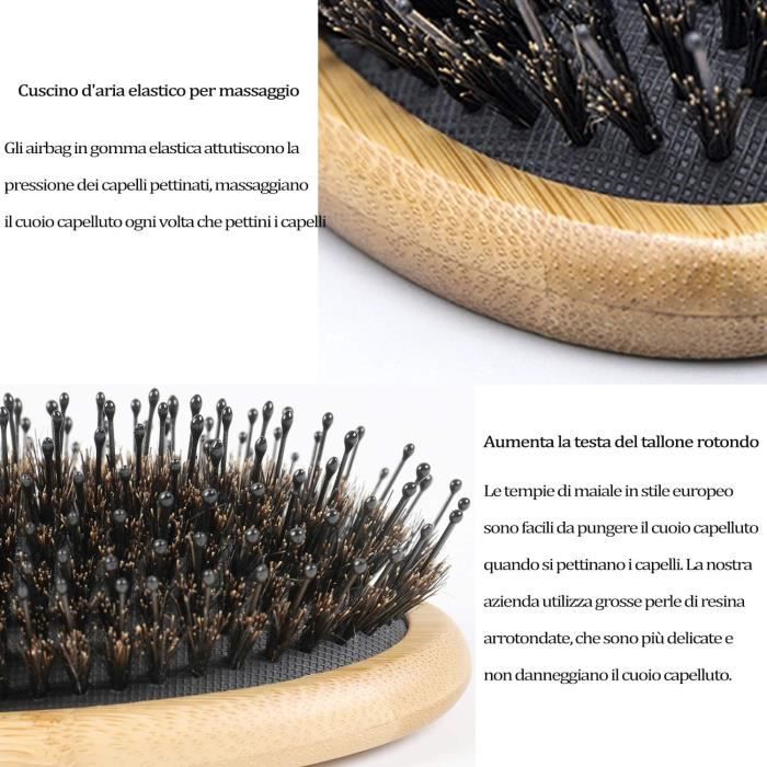 BESTOOL Brosse à cheveux en poils de sanglier pour homme