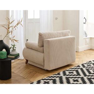 Canapé-lit Convertible 1 Place - Fauteuil Lit Réglable 5 Positions, Housse Amovible Beige, Jusqu'à 100kg