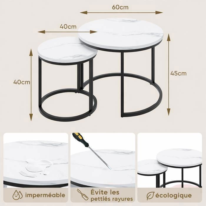 Monarch Specialties Tables Gigognes, Côté, Bout, Salon, Verre Trempé, Blanc Lustré | Home Depot Canada