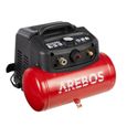 AREBOS Compresseur d'air avec kit d'accessoires 13 pièces Compresseur régulateur mobil Sans huile Arrêt automatique Capacité 6 L-0