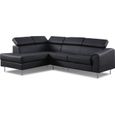 Canapé d'angle gauche en cuir noir - Hudson - DESIGNETSAMAISON-0