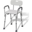 Chaise de douche-Tabouret de douche chaise de bain 53 x 41,5 x (72-84,5) cm personnes âgées et handicapées Aluminium Blanc-0