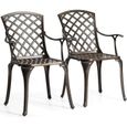RELAX4LIFE Lot de 2 Chaises de Jardin en Fonte d'Aluminium avec Charge 10KG, Chaise avec Design Creux pour Jardin/Cour/Salon-0