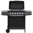 vidaXL Barbecue au gaz avec 6 zones de cuisson Acier Noir-0