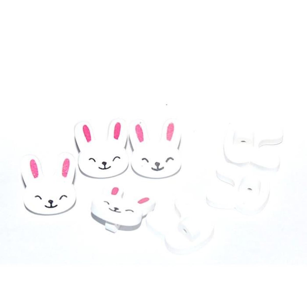 6 Boutons Tête De Chat Blanc 20 Mm X 17 Mm Couture Tricot