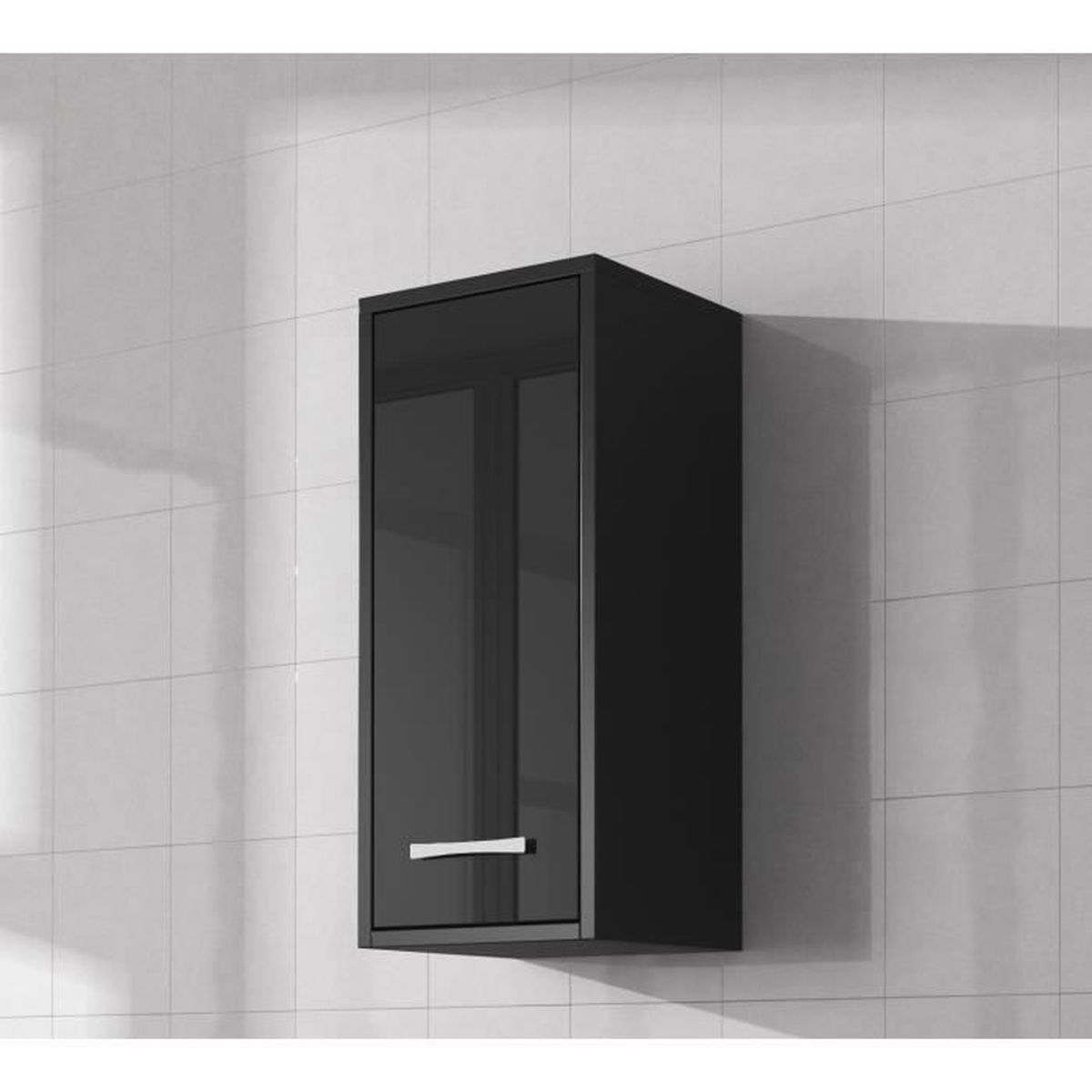 Armoire De Rangement De Nemo Hauteur 72 Cm Noir Brillant Meuble De Rangement Haut Placard Meuble De Salle De Bain Achat Vente Armoire De Toilette Armoire De Rangement