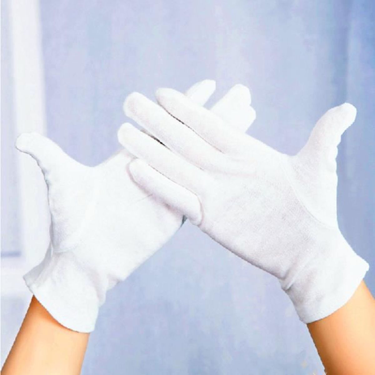 Lot de 2 paires de gants en coton pour femme Blanc Taille 8-8,5
