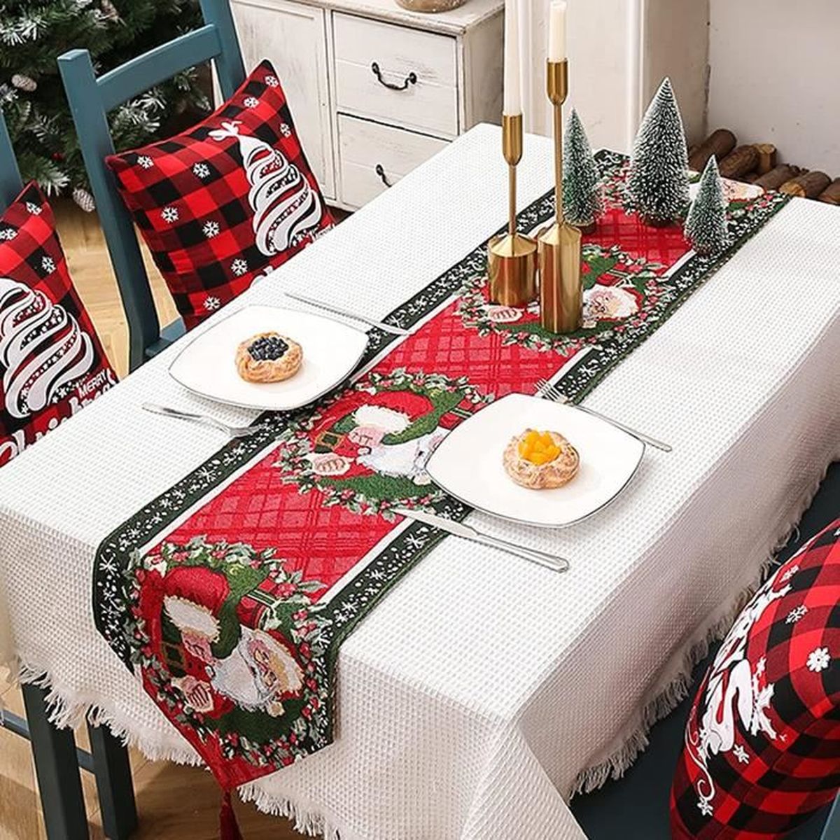📢📢50% DE RÉDUCTION !!! 🎅Chemin de table en peluche douce en forme d'arbre de Noël
