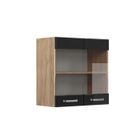 Vicco meuble de cuisine haut vitré R-Line, Noir Haute brillance, 60 cm