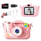 YULINLAND Appareil Photo pour Enfants, 2.0 Pouces HD 1080P, avec 64G Carte - Rose, Pour 3 à 12 Ans, Cadeaux d'anniversaire et de Noël