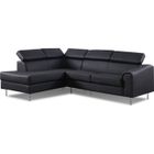 Canapé d'angle gauche en simili (PU) noir - Hudson - DESIGNETSAMAISON
