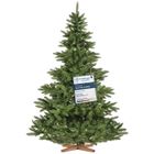 FairyTrees Sapin de Noël Artificiel 220 cm NORDMANN | Arbre de Noël avec Support en Bois | Sapin avec Tronc Vert | Made in EU