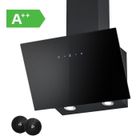 FIREGAS Hottes Aspirantes 60cm, Hotte de Cuisine Inclinée, 578m³/h Puissance d'aspiration élevée, Evacuation ou Recyclage