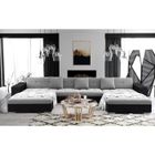 MEUBLES LINE ANIXE - Canapé d'angle panoramique XXL en U - en Tissu (gris clair et noir)
