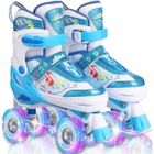CAROMA Patins à Roulettes - Patins Quad - Roller fille/femmes/enfants/garçon roues lumineuses - Roller en ligne ajustables - Bleu
