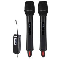 Microphone sans fil Rechargeable Portable pour l'extérieur et la maison, 2 micros + 1 récepteur - Noir