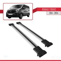 Compatible avec Renault Trafic 2014-2024 Barres de Toit FLY Modèle Railing Porte-Bagages de voiture GRIS