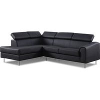 Canapé d'angle gauche en cuir noir - Hudson - DESIGNETSAMAISON