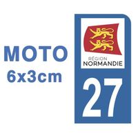 Autocollants Stickers plaque immatriculation scooter moto département 27 Eure Logo Région Normandie