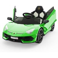Lamborghini Licence Voiture Électrique 12 V  Enfants 3-8 Ans, Télécommande, 2 Vitesses, Musique, LED, Portes Hydrauliques -Vert