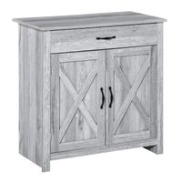 Buffet HOMCOM 2 Portes + 2 Tiroirs - Bois D'Hévéa Et Blanc - Style Scandinave - Multi-Rangement