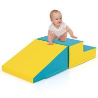 COSTWAY – Set De 7 Modules Motricité Bébé Avec Toboggan, Escalier Et Arche – Housse PU – Dès 1 An – Rouge