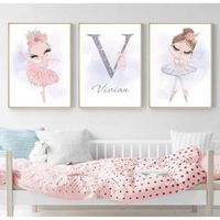 Lot De 3 Tableaux Papillon Rose Avec Prénom Personnalisable - 30x40cm, Toile 320gsm | Décoration Murale Chambre Fille, Cadeau Naissance