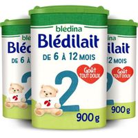 Blédina Blédilait 2, Lait en Poudre pour bébé, De 6 à 12 Mois, 900g (Boîtex3)