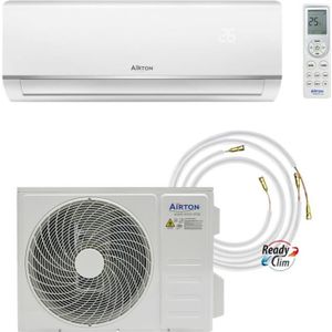 Pompe à Chaleur/Climatiseur Mono-Split Réversible - 2500/2800W 9000 BTU 1/4 3/8 R32 A++A+ Gaz pré-chargé + Raccordement Readyclim 4M