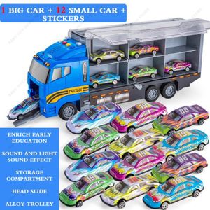 VOITURE - CAMION Racing 12 voitures - Ensemble de jouets de construction pour enfants, camion moulé sous pression, transporteu