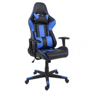 CHAISE DE BUREAU Chaise de bureau pivotante HWC-F84 - noir/bleu - fauteuil de jeu en ligne - fauteuil directorial
