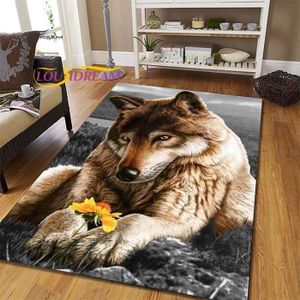 Acheter Tapis imprimé 3D animal loup, grand tapis pour salon
