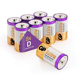 PILES Piles D - Lot de 8 Piles | GP Extra | Batterie Type D LR20 1,5V alcaline - Longue durée et Haute Performance pour Le Quotidien