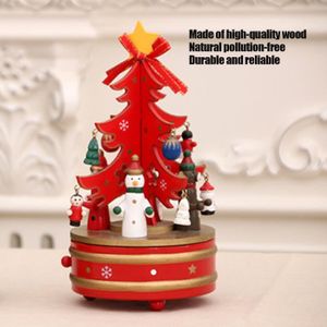 boîte à Musique d'horlogerie d'arbre de Noël pour Les Cadeaux d'anniversaire de Noël d'enfants HERCHR Boîte à Musique en Bois
