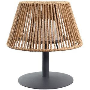 KIOSQUE - GAZEBO Lampe de table sans fil - LUMISKY - STANDY MINI RAFFY - H22 cm - Raphia naturel - LED blanc chaud et blanc