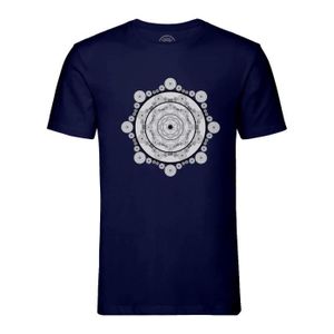 T-SHIRT T-shirt Homme Col Rond Bleu Mandala Meditation Yog